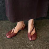 Purpdrank   Luxury Mid Heel Sandals Women Summer Genuine Leather Split Toe Slingbacks Ballet Shoes Brand Designer Banquet Wedding Sandalias