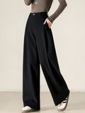 Purpdrank  High Quality Woolen Pants Women Fall Winter Retro Baggy Black Pants Office Ladies Korean Fashion Thick Outwear Trouser New