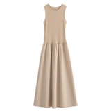 Purpdrank  Summer New Women's Fashion Style Slim Fit Waist Versatile Solid Color Simple Splicing Tank Top Dress