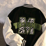 Purpdrank  Hong Kong Style Towel Embroidered Letter Jacket Versatile and Trendy Baseball Jacket for Couples on the Street