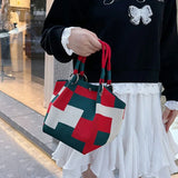 Purpdrank  Adjustable Straps Knitted Tote Bag Large Capaci Portable Handbag for Commuting And Outings Versatile Casual Women's Bag