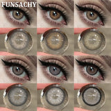 Purpdrank  1 Pair Colored Brown Contact Lenses for Eyes Natural Soft Lens Women Makeup Lens Cosmetics Gray Pupils Yearly Daily Use