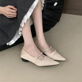 Purpdrank  Casual Woman Shoe Low Heels Female Footwear Crystal Pointed Toe All-Match Soft Comfortable Dress Rhinestone Summer New On Heels