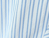 Purpdrank  Stylish Blue White Striped Lapel ollar Short Puff Sleeve Shirt Women Slim Waist Open Buttons Crop Blouse Girl's Tops