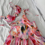 Purpdrank  New 3Pcs Pearl Bikini Sexy Swimsuit Women Swimwear Female Floral Biquini Mini Skirt Push Up Bathing Suits Bodysuit Beachwear