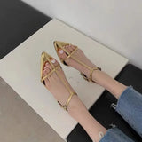 Purpdrank  Summer New Style Buckle Fashion Thong Sandals for Women Casual Trendy Comfortable Low Heels Sandalias Mujer Heels Women