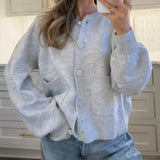 Purpdrank  Women Autumn Knit Cardigans with Pockets Casual Button Up O Neck Long Sleeve Knitwear Vintage Loose Fit Sweater Coats Winter