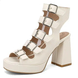 Purpdrank  Block Heels Women Comfy Platform Sandal Shoes Large Size Buckle Suit Female Beige 2025 Summer Open Toe Chunky Clogs Girls Big Fa
