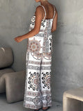 Purpdrank  Square Collar Spaghetti Strap Two Pieces Sets, Women Summer Fashion Printing Chic Outfit, Wide Leg Pants Patchwork Ladies Suits