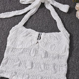 Purpdrank  New Summer Chic White Crop Top Set Sexy Halter Neck Sleeveless Backless Slim Camis and Shorts Women 2 Piece Matching Set