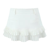 Purpdrank  3 colors Y2K Solid White Package Hips Spliced Pleated Mini Skirt Sexy Low Waist Short Skater Skirts With Shorts Lining