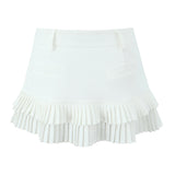 Purpdrank  3 colors Y2K Solid White Package Hips Spliced Pleated Mini Skirt Sexy Low Waist Short Skater Skirts With Shorts Lining