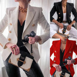 Purpdrank  Women's Autumn Blazers New Solid Fashion Casual Suit Short Jacket Golden Button Lady Suit Comfortable Commuting Long-sleeved Top