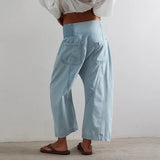 Purpdrank  Women Vintage Harlan Jeans Elegant Chic Elastic High Waist Straight Harem Denim Cargo Pants 2025 Loose Baggy Trousers Streetwear