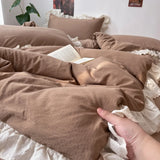 Purpdrank  Princess Bedding Sets INS Ruffle Lace Bow Quilt Cover Romantic Bedclothes Woman Girls Bedroom Decor Duvet Cover постельное белье