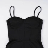 Purpdrank  Sexy Spaghetti Strap Jumpsuit Women Sexy Solid Sleeveless Padded Cup Slim Waist Stretch Micro-Flare Pants One Piece Romper