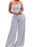 Purpdrank  Summer Jumpsuits Women's Fashion Polka Dot Sleeveless Square Neck Full Length Wide Leg Vacation Jumpsuits