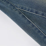 Purpdrank  Vintage Light Wash Distressed Paneled Jeans Y2K Slim-Fitting Low-Waisted Stitched Denim Pants Women Streetwear Retro Jeans