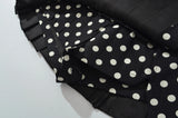 Purpdrank  New CHIC Black with White Polka Dot Print Buttons Low Waist Pleated Mini Skirt Women Sexy Skater Skirts With Shorts lining