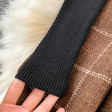 Purpdrank - High Quality Fall Winter Women Sweater Overalls Dress Sets Casual Knitted Tops +Plaid Woolen Dress 2 Piece Sets Outfits Female