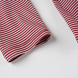 Purpdrank  Autumn Sweet Lace Patchwork V Neck Long Sleeve Slim Striped T-Shirts