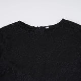 Purpdrank  Dark Solid Patchwork Lace A-Line Dress Sexy Slim O-Neck Long Sleeve Mini Dresses For Women Autumn Spring Fashion Ladies