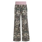 Purpdrank  American Retro Camouflage Print Wide Leg Pants Women's Color Match Loose Straight Casual Streetwear Trousers with Pockets