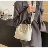 Purpdrank  High Quality Solid PU Bucket Shoulder Soft Crossbody Bags Korean High-end Design Large Capacity Women's Handbags