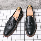 Purpdrank  Pointed casual moccasins for men fringed slip-on men's shoes Beef soles bean boat shoes Fashion hair stylist fashion shoes2026