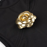 Purpdrank  Luxury 3D Metal Flower Women Two Piece Set Hollow Out Sleeveless Slim Cropped Tops High Waist Maxi Skirt Party Vacation Suits