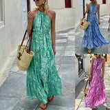 Purpdrank  Women's n Print Casual Dr Svel mid Waist Skirt Sweet Sle Summer Faion mid Length Gown Polyester Fabric