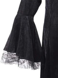 Purpdrank  Velvet High Waist Long Dress Women Medieval Tea Party Dress Victorian Era Bubble Sleeves
