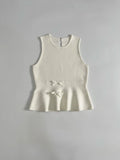 Purpdrank  European and American style 2025 new bow-decorated round-neck sleeveless sweater