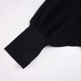 Purpdrank  V-Neck Long Sleeve Knitwear Autumn Fashion Women's Waist Cinching Versatile Casual Lazy Style Batwing Sleeve Black Elegant Tops