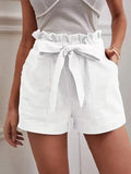 Purpdrank   Shorts Women Bow Tie Lace Up Wide Leg Shorts High Waist Pockets Casual Streetwear Summer New Fashion Loose Shorts