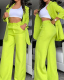 Purpdrank 2025 Woman Elegant Sets Autumn Fashion Women's Notched Collar Coat & Pocket Design Pants Set Work Commuting Two Piece Suit