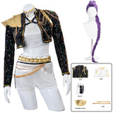 Purpdrank  Rumi Cosplay Costume Wig Shoes Black Coat Singing Suit Song-Promotion Costume Women Halloween Party Role Playing Outfit