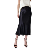 Purpdrank  Satin Skirt Women Summer Clothes Solid Color High Waist Bodycon Midi Skirts Elegant Evening Party Skirts Streetwear