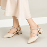 Purpdrank  Casual Heels Women's High-Heeled Shoes Slingback Branded Pumps All-Match Slip On 2025 Pointed Wedge Comfortable Beige Spring Ope