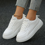Purpdrank  Spring Autumn Plus Size White Sneaker Women 2025 Pu Leather Platform Vulcanizd Shoes Woman Comfort Lace Up Flat Sneakers Female