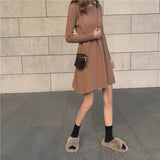 Purpdrank  Knitted Dress for Women in Autumn Winter French Temperament Waist-hugging Base Underwear with Coat Sweater Skirt