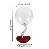 Purpdrank  Romantic Love Glass Cup Heart Bottom Red Round Glass Cup Creative Handmade Glass Wine Glasses Champagne Cocktail Cup Gift
