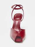 Purpdrank  Red Pointed Toe Soft Leather High Heel Sandals Women Sexy Open Toe Ankle Buckle Thin Heel Dress Shoe Elegant Wedding Bridal Shoe