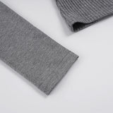 Purpdrank  Casual Solid T Ribbed Shirt Basic Slim-Fit U-Neck Long Sleeve Tees Women Autumn Spring Fashion Streetwear Layering Tops