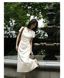 Purpdrank  New Chinese Style Waistband Slimming And Improved Qipao Summer Dress New Women Short Sleeve Long Patry Dress