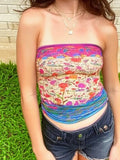 Purpdrank  Holiday Vintage Floral Tube Tops Sexy Slim Slash Neck Sleeveless Tank Tops Women 2025 Summer Fashion Streetwear Ladies