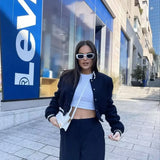 Purpdrank  Jacket Women Pockets Cropped Bomber Jackets Cardigan Long Sleeve Coats Autumn Office Lady Outerwear Trends Short Tops