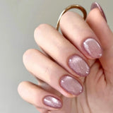 Purpdrank  24pcs Cat Eye Chrome Press on Nails Short Almond Acrylic Fake Nails with Colorful Design Full Cover Aurora Glitter False Nails