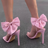 Purpdrank  One-strap Women Sandals Fashion High Heels Summer Shoes for Women Cute Sweet Bow Tie Slim Sandals Buckle Black White Shoes