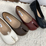 Purpdrank  Spring Autumn 2025 New Style Women's Bean Foot Thumb Pig Hoof Flat Bottom Boat Shoes Red Slip-On Shoes Rubber Upgraded Version